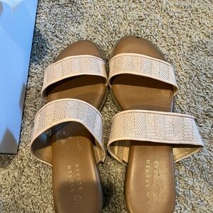 LC Lauren Conrad Women's Tan and Cream Sandals